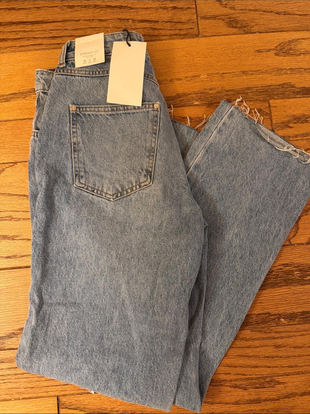 Zara Women's Straight Leg Jeans in Light Blue Denim
